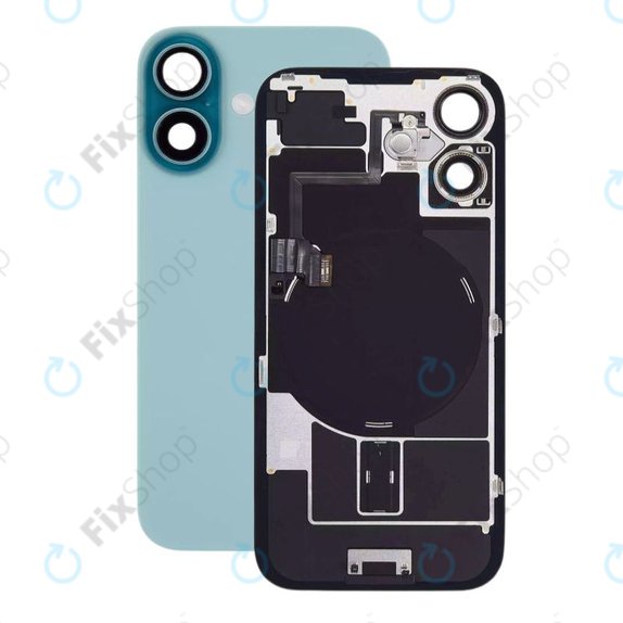 Apple iPhone 16 - Rückgehäuseglas + Kameraglas + Metallplatte + Magsafe-Magnet (Teal)
