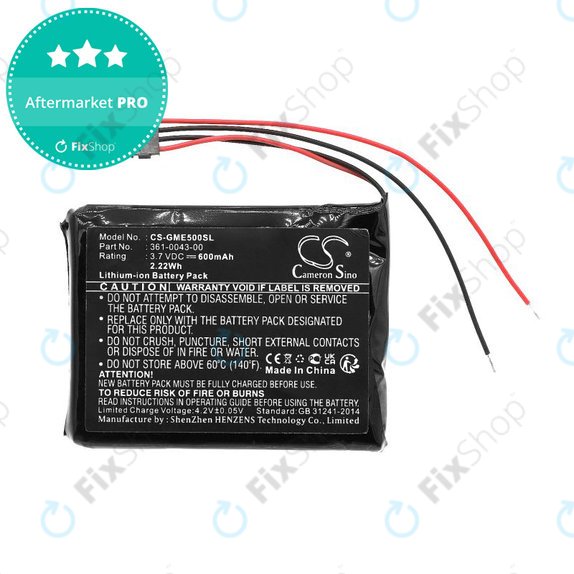Akku batterie für Garmin Edge 500, 600mAh, Li-Ion, 3.7V, 361-0043-00, HQ