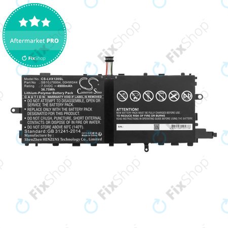 Akku batterie für Lenovo Thinkpad X1 Tablet, 4900mAh, Li-Pol, 7.5V, SB10J78994, HQ