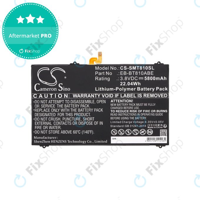Akku batterie für Samsung Galaxy Tab S2, 5800mAh, Li-Pol, 3.8V, EB-BT810ABE, HQ