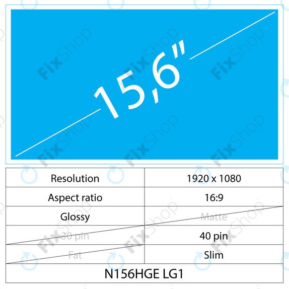 15.6 LCD Slim Glossy 40 Pin Full HD