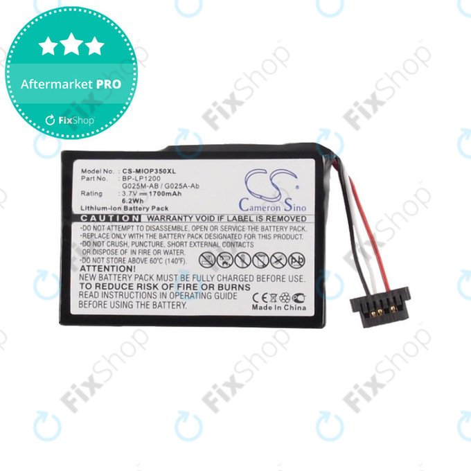 Batterie für Mitac Mio P350, 1700mAh, Li-Ion, 3.7V, BL-LP1230, HQ