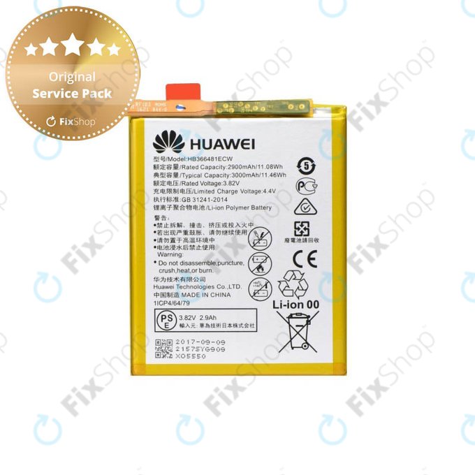Huawei P9, P9 Lite, P10 Lite, P20 Lite, P Smart, Y6 (2018), Y6 Prime (2018), Y7 (2018), Y7 Prime (2018), Honor 7A, 8, 9 Lite - Akku Batterie HB366481ECW 3000mAh - 24022157, 24022368, 24022333, 2402237