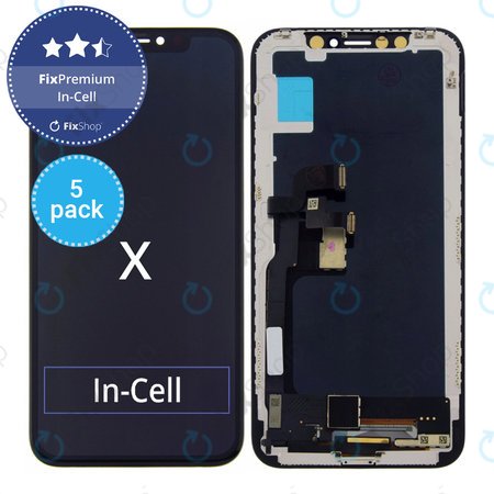 Apple iPhone X - LCD Display + Touchscreen Front Glas + Rahmen In-Cell FixPremium (5Stk.)