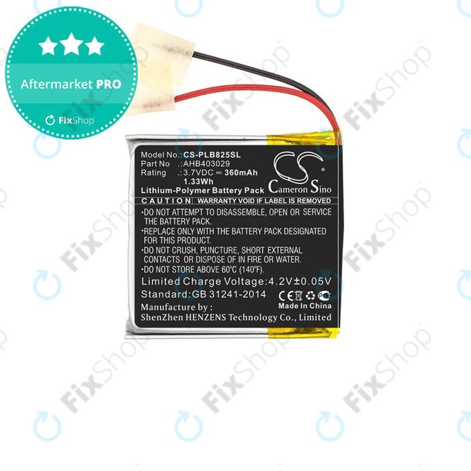 Batterie für Plantronics Voyager Focus B825, 360mAh, Li-Pol, 3.7V, AHB403029, HQ