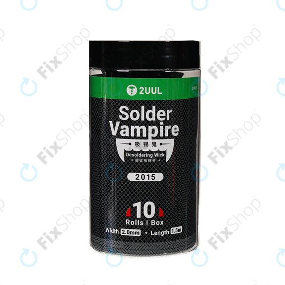 2UUL DW15 Solder Vampire - Entlötgeflecht (20mm × 1.5m) - 10Stk.