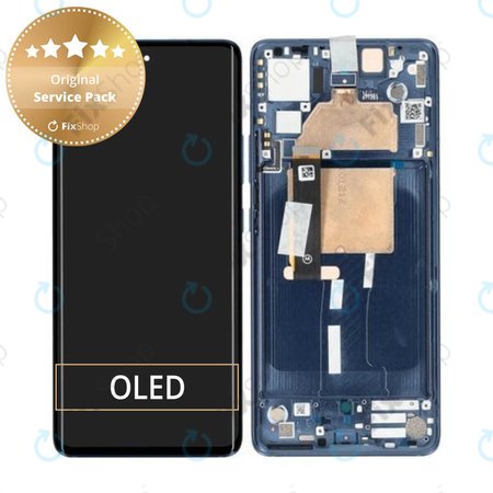 Motorola Edge 30 Fusion - LCD Display + Touchscreen Front Glas + Rahmen (Neptune Blue) - 5D68C21190 Genuine Service Pack