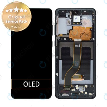 Samsung Galaxy S20 Plus G985F - LCD Display + Touchscreen Front Glas + Rahmen (Cosmic Black) - GH82-22134A, GH82-22145A, GH82-31441A Genuine Service Pack