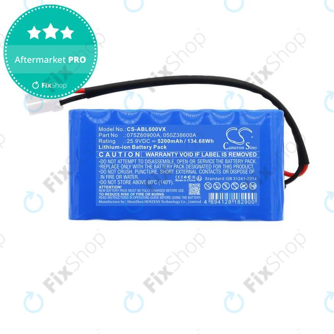 Akku batterie für Wiper i130S, Ambrogio Twenty Elite, 5200mAh, Li-Ion, 25.9V, 075Z60900A, HQ
