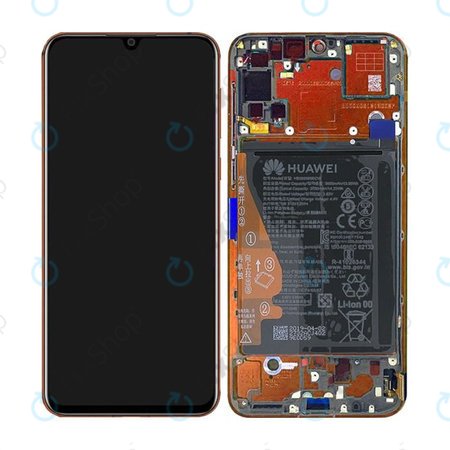 Huawei Nova 5 Pro - LCD Display + Touchscreen Front Glas + Rahmen + Akku Batterie (Coral Orange) - 02353JUN