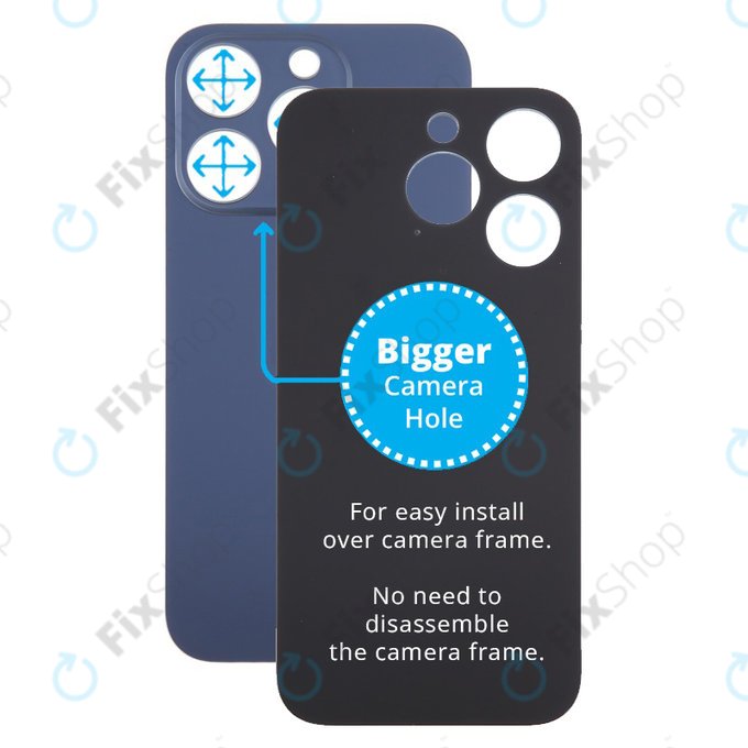 Apple iPhone 15 Pro - Backcover Glas Vergrössertes Ringloch für die Kamera (Blue Titanium)