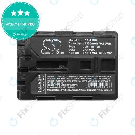 Batterie für Sony CCD-TR108, Cyber-shot DSC-S50, 1300mAh, Li-Ion, 7.4V, NP-QM51, HQ