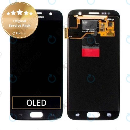 Samsung Galaxy S7 G930F - LCD Display + Touchscreen Front Glas (Black) - GH97-18523A, GH97-18761A, GH97-18757A Genuine Service Pack