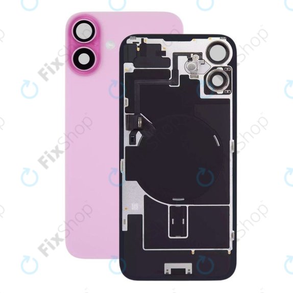Apple iPhone 16 - Rückgehäuseglas + Kameraglas + Metallplatte + Magsafe-Magnet (Pink)
