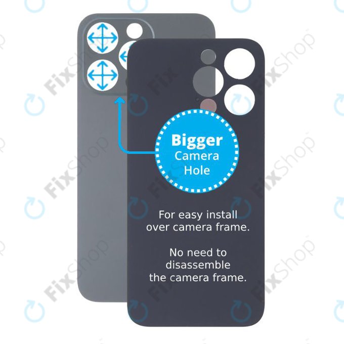 Apple iPhone 13 Pro - Backcover Glas Vergrössertes Ringloch für die Kamera (Graphite)