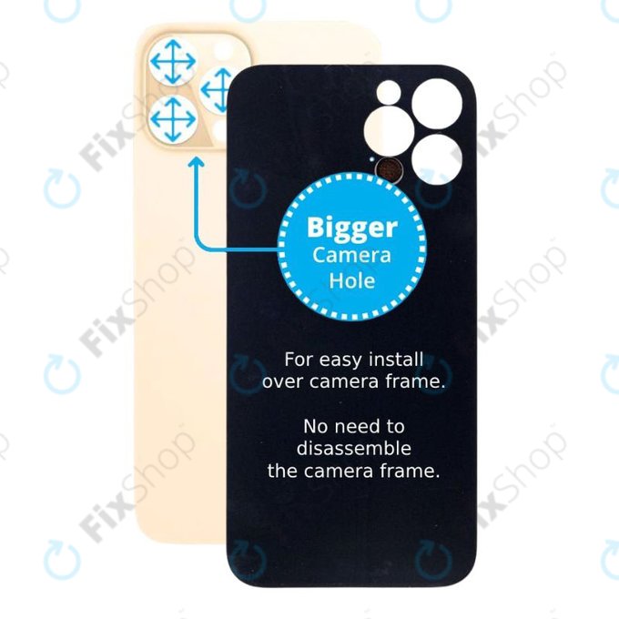 Apple iPhone 12 Pro Max - Backcover Glas Vergrössertes Ringloch für die Kamera (Gold)