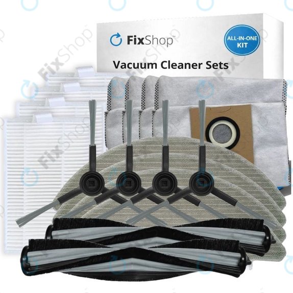 Ersatzteilset für Xiaomi Viomi Alpha 2 PRO, V5 PRO, V5 (2x Hauptbürsten, 4x Filter, 4x Seitenbürsten, 4x Wischpads, 4x Staubbeutel)