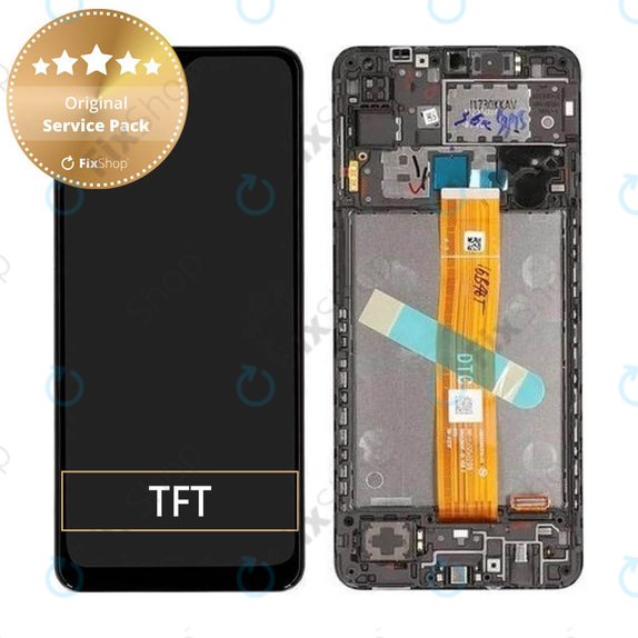Samsung Galaxy A12 A127F, A032F - LCD Display + Touch Screen + Frame (Black) - GH82-26485A, GH82-26486A Genuine Service Pack