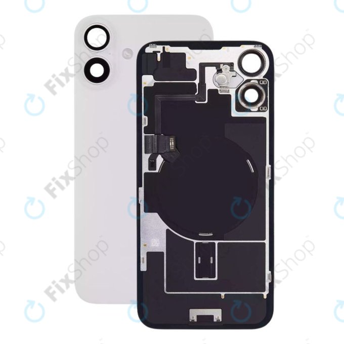Apple iPhone 16 Plus - Rückgehäuseglas + Kameraglas + Metallplatte + Magsafe-Magnet (White)
