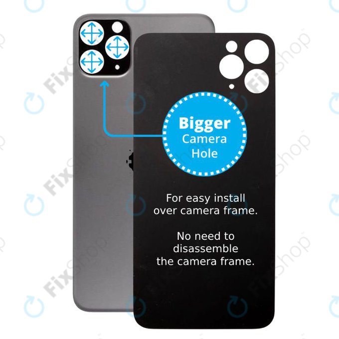 Apple iPhone 11 Pro - Backcover Glas Vergrössertes Ringloch für die Kamera (Space Gray)