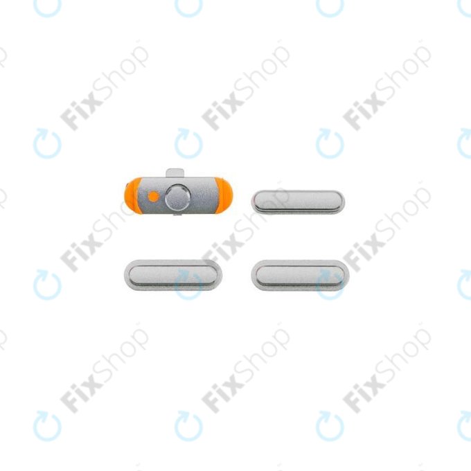 Apple iPad Mini, Mini 2, Air - Einschalt- Silent Mode und Lautstärke Tasten (Silber)