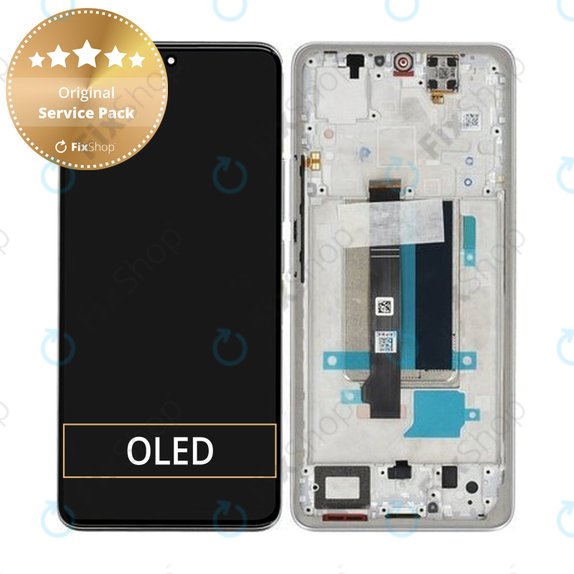 Xiaomi Redmi Note 13 Pro+ 23090RA98C - LCD Display + Touchscreen Front Glas + Rahmen (Moonlight White) - 560001N16U00 Genuine Service Pack
