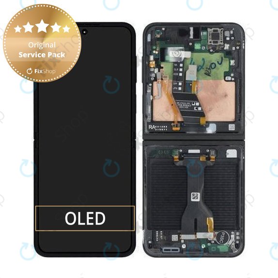 Samsung Galaxy Z Flip 7 FE F761B - LCD Display + Touchscreen Front Glas + Rahmen (Black) - GH82-37734A Genuine Service Pack