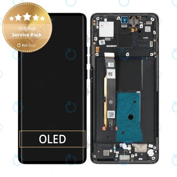 Motorola Edge 40 - LCD Display + Touchscreen Front Glas + Rahmen (Eclipse Black) - 5D68C22670 Genuine Service Pack