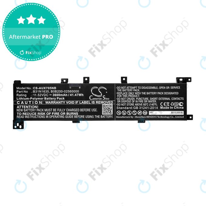 Batterie für Asus A705QA, Asus F705MA-Bx030t, 3600mAh, Li-Pol, 11.52V, B31N1635, HQ