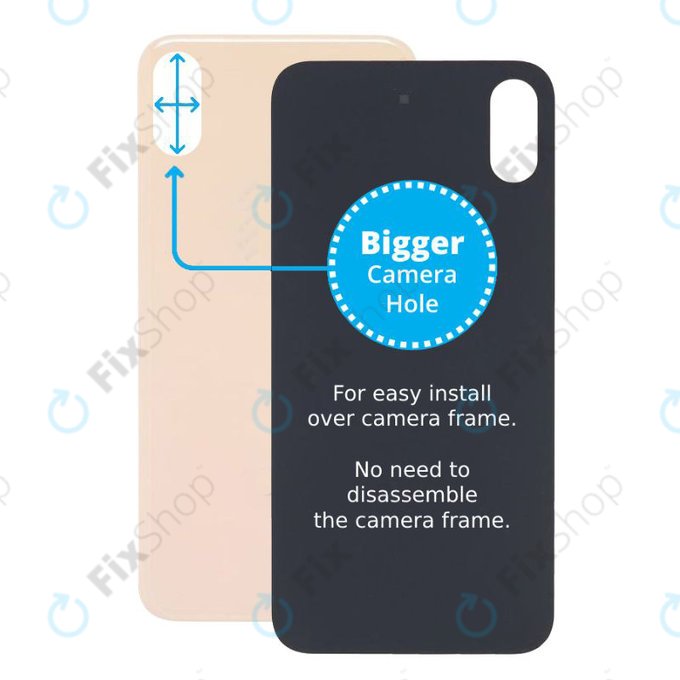 Apple iPhone XS - Backcover Glas Vergrössertes Ringloch für die Kamera (Gold)