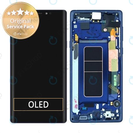 Samsung Galaxy Note 9 N960U - LCD Display + Touchscreen Front Glas + Rahmen (Ocean Blue) - GH97-22269B, GH97-23737B, GH97-22270B Genuine Service Pack