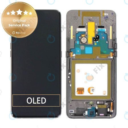 Samsung Galaxy A80 A805F - LCD Display + Touchscreen Front Glas + Rahmen (Phantom Black) - GH82-20348A, GH82-20390A, GH82-20368A Genuine Service Pack