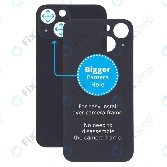 Apple iPhone 13 Mini - Backcover Glas Vergrössertes Ringloch für die Kamera (Midnight)