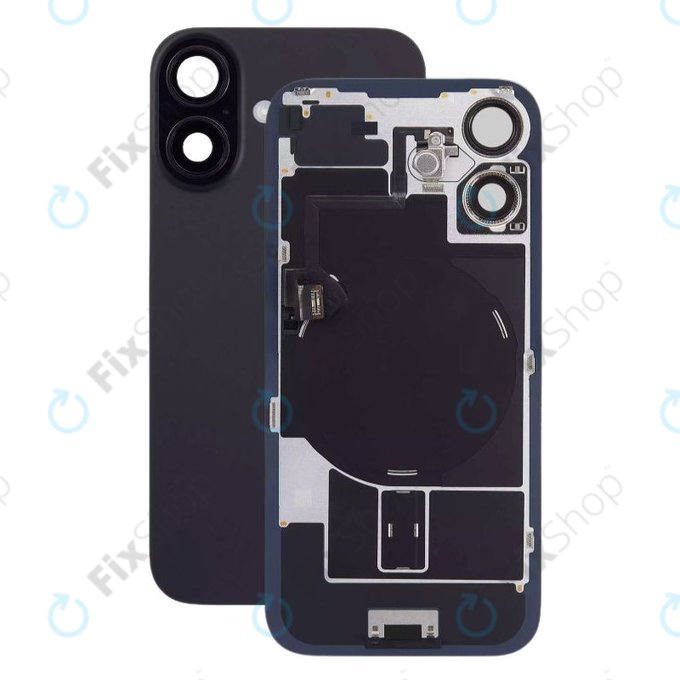Apple iPhone 16 Plus - Rückgehäuseglas + Kameraglas + Metallplatte + Magsafe-Magnet (Black)
