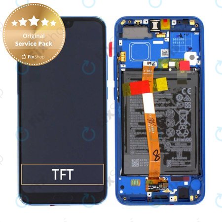 Huawei Honor 10 - LCD Display + Touchscreen Front Glas + Rahmen + Akku Batterie (Blue) - 02351XBP Genuine Service Pack