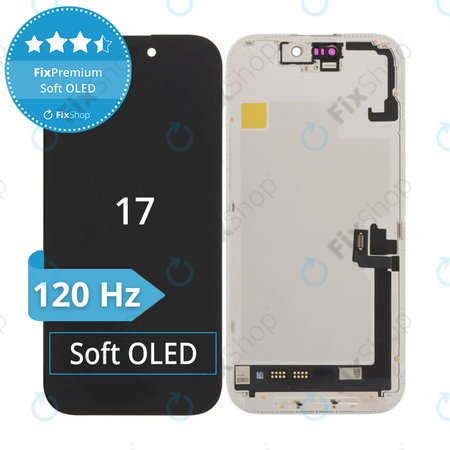 Apple iPhone 17 - LCD Display + Touchscreen Front Glas + Rahmen Soft OLED FixPremium 120Hz