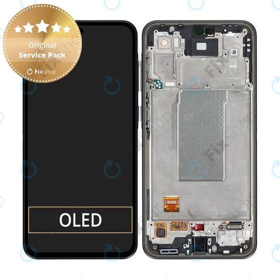 Samsung Galaxy A36 A366E - LCD Display + Touchscreen Front Glas + Rahmen (Awesome Black) - GH82-36841A Genuine Service Pack