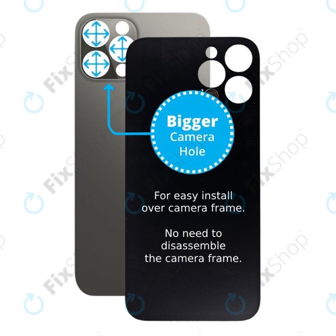 Apple iPhone 12 Pro - Backcover Glas Vergrössertes Ringloch für die Kamera (Graphite/Grey)