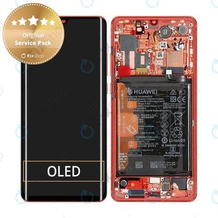 Huawei P30 Pro - LCD-Display + Touchglas + Rahmen + Akku Batterie (Amber Sunrise) - 02352PGK Genuine Service Pack