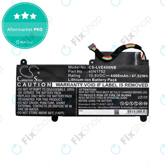 Batterie für Lenovo ThinkPad E450, E455, E460, E465, T470p, ThinkPad Edge E450 i7, 4400mAh, Li-Ion, 10.8V, 45N1752, HQ