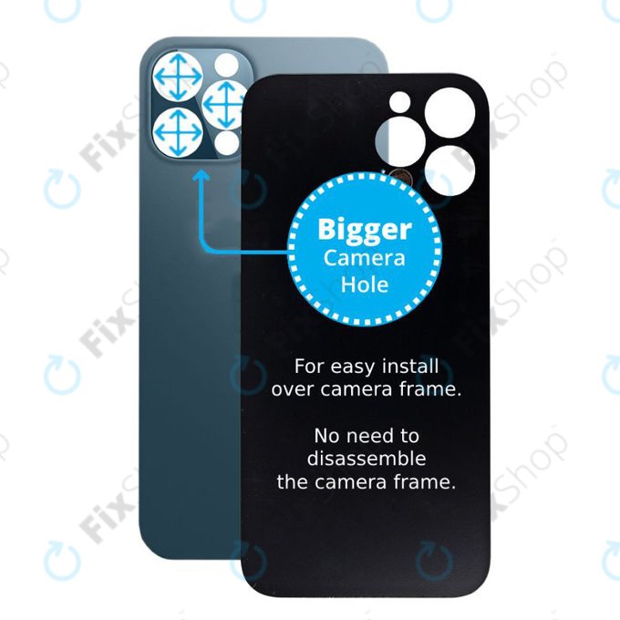 Apple iPhone 12 Pro - Backcover Glas Vergrössertes Ringloch für die Kamera (Blue)
