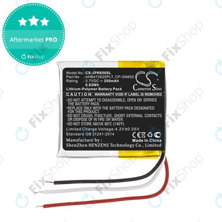 Batterie für Jabra Evolve 65, 80, 250mAh, Li-Pol, 3.7V, AHB472625PLT, HQ