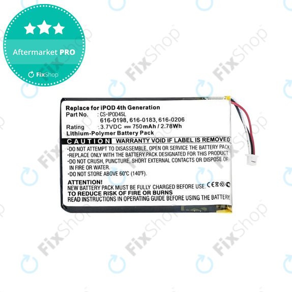 Apple iPod (4th Gen) - Akku Batterie 616-0183 750mAh HQ