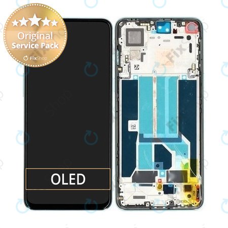 OnePlus Nord 2 5G - LCD Display + Touchscreen Front Glas + Rahmen (Grey Sierra) - 2011100360 Genuine Service Pack