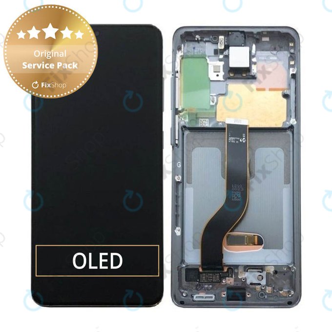Samsung Galaxy S20 G980F - LCD Display + Touchscreen Front Glas + Rahmen (Cosmic Gray) - GH82-22131A, GH82-22123A, GH82-31433A, GH82-31432A Genuine Service Pack