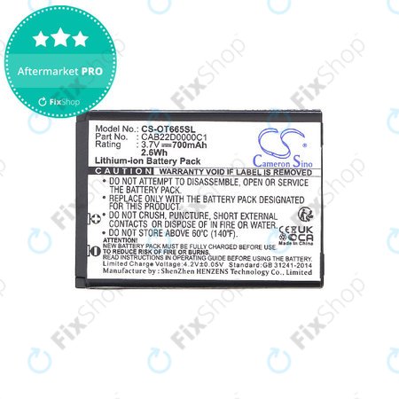 Batterie für Alcatel One Touch 2010D, 700mAh, Li-ion, 3.7V, CAB22D0000C1, HQ