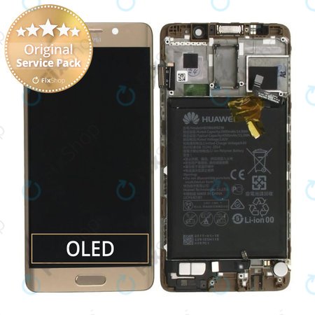 Huawei Mate 9 Pro - LCD Display + Touchscreen front Glas + Rahmen + Akku (Gold) - 02351CQV
