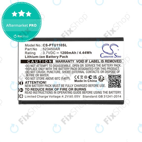 Batterie für Panasonic Kx-Tf200, Kx-Tu110, 1200mAh, Li-Ion, 3.7V, 523450AR, HQ