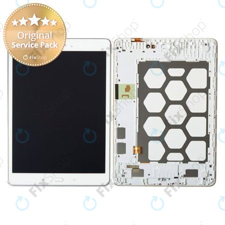Samsung Galaxy Tab A 9.7 T550 - LCD Display + Touchscreen Front Glas + Rahmen (White) - GH97-17400C Genuine Service Pack