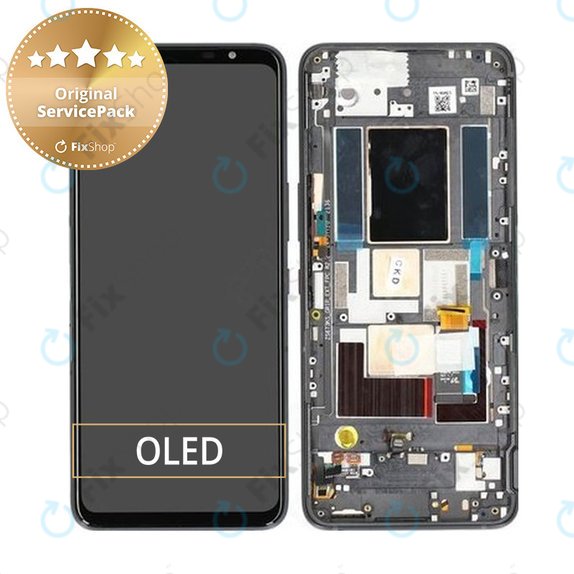 Asus ROG Phone 5s, 5s Pro ZS676KS - LCD-Display + Touchglas + Rahmen (Black) - 90AI0091-R20020 Genuine Service Pack